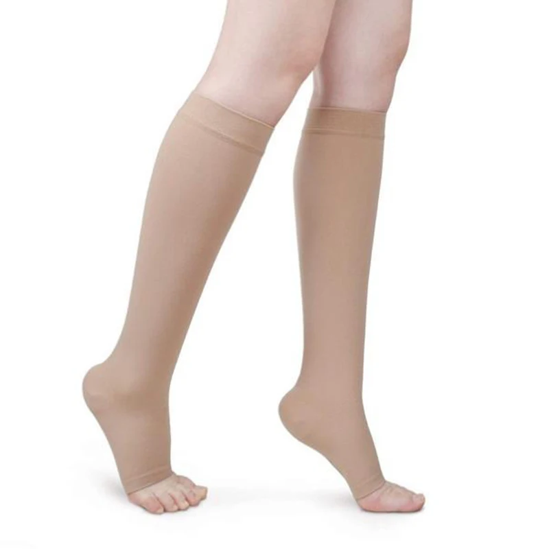 1 Pair Open Toe Knee High Support Stockings Varicose Vein Circulation Compression Sock - Image 4