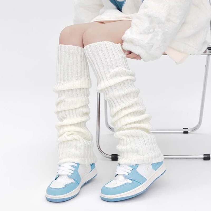 Lolita Long Socks Women Leg Warmers Knitted Warm Foot Cover JK College Style Knitted Socks Autumn Winter Over Knee Boot Cuffs - Image 4